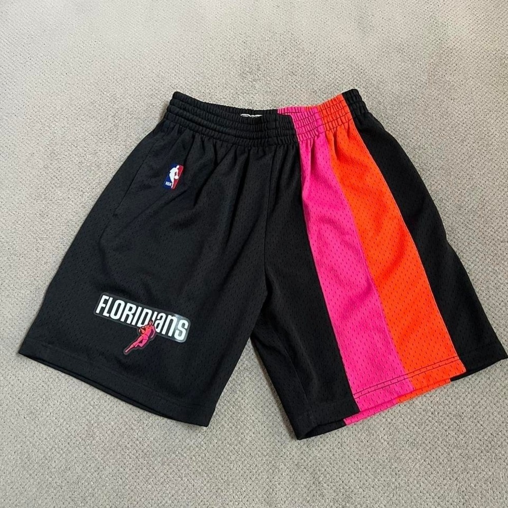 Men's Black Miami Heat 2005-06 Floridians Throwback Authentic Shorts Size medium